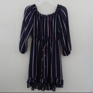 Off-Shoulder Stripped Blue Summer Dress